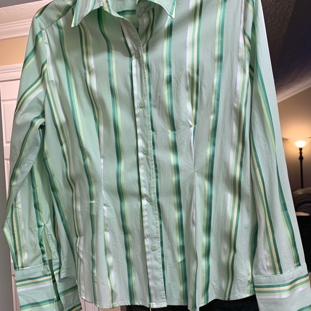 Green button down shirt
